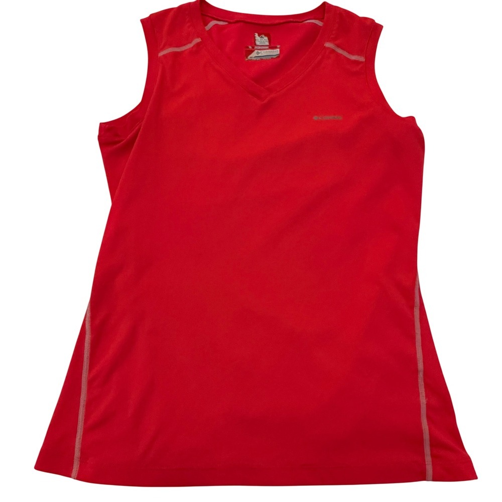 Columbia Omni-Freeze Zero Red Tank Top Womens Small V-Neck Athletic Shirt